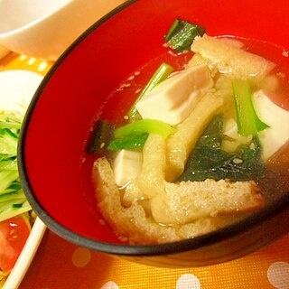 豆腐と油揚げの中華スープ